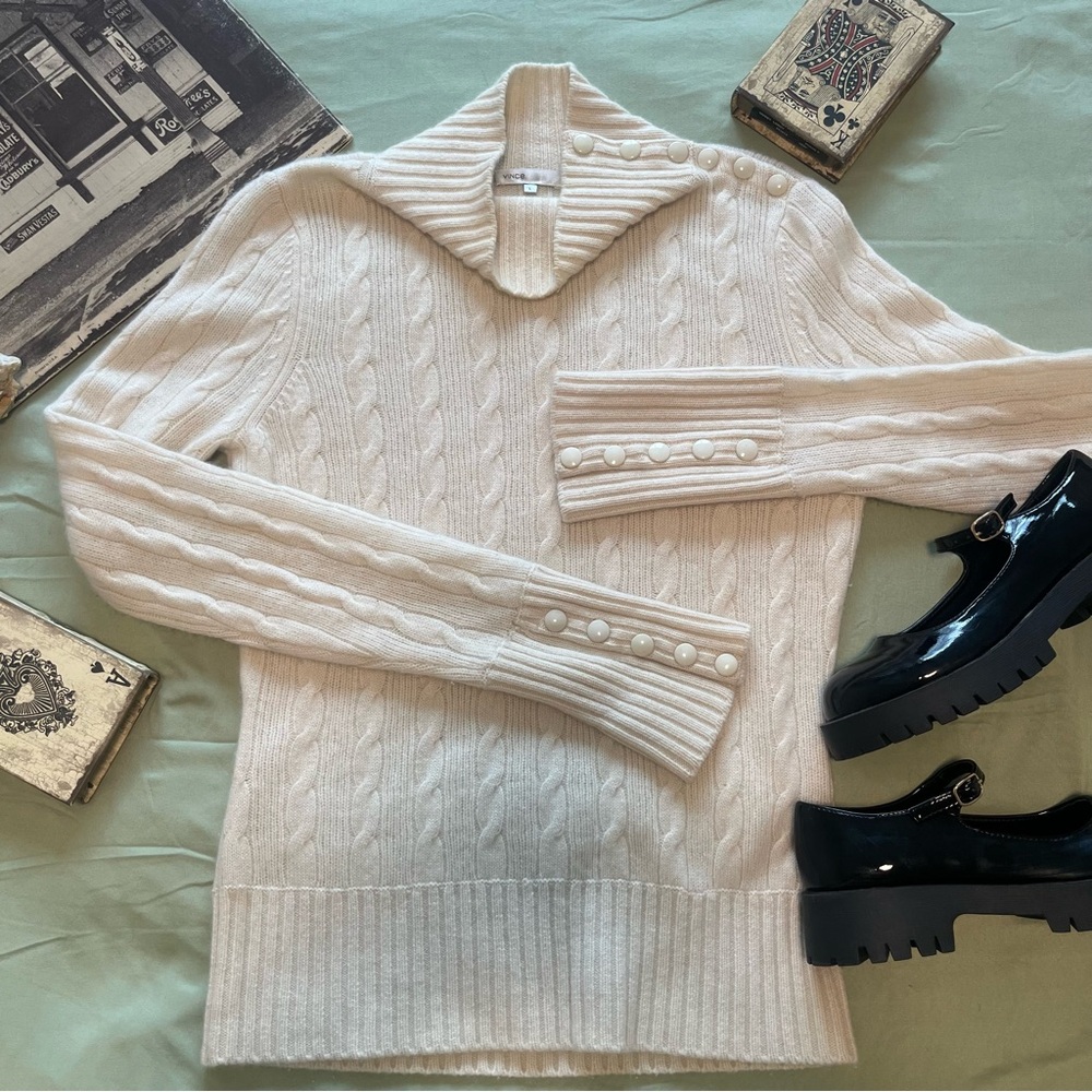 Elegant Cream Cable Knit Sweater